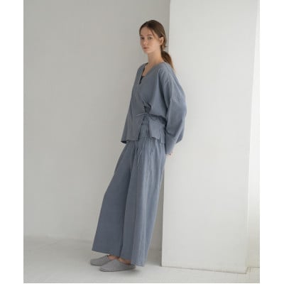 羽織風パジャマ　ボトム　ログウッドブルー