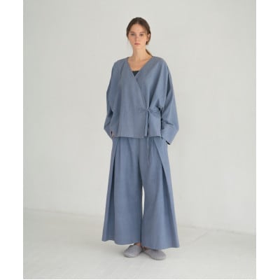 羽織風パジャマ　ボトム　ログウッドブルー