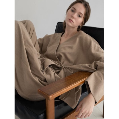 羽織風パジャマ　トップス　ログウッドブラウン