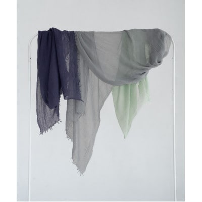 オーガニックコットン知多木綿ストール　ログウッドアカネマリーゴールドグレー