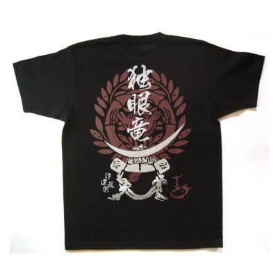 戦国武将Tシャツ 伊達政宗(ブラック,XLサイズ)