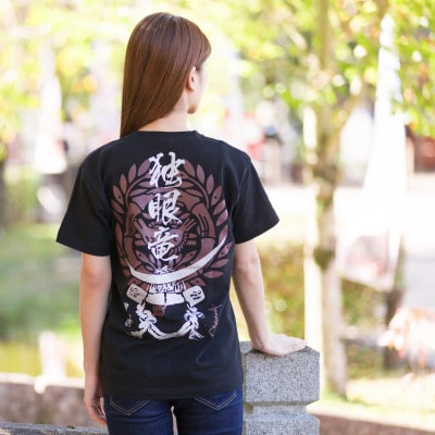 戦国武将Tシャツ 伊達政宗(ブラック,XSサイズ)