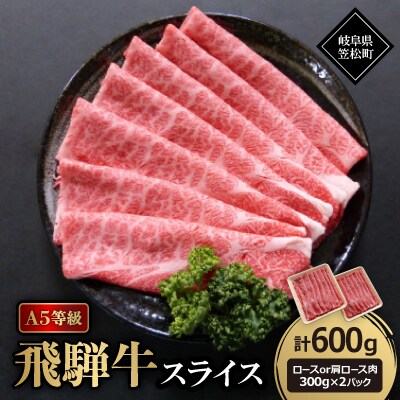 A5等級飛騨牛:スライス600g　ロース又は肩ロース肉
