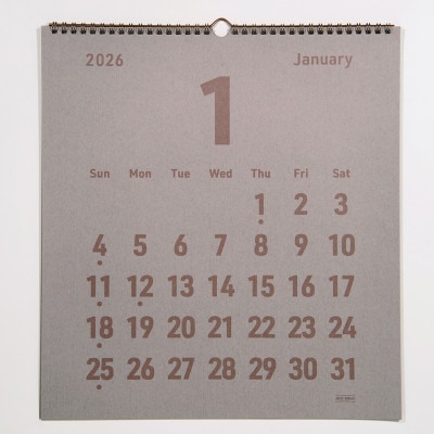 美濃和紙を使ったシルクスクリーン印刷オリジナル壁掛けカレンダー【透明×つるばみ】