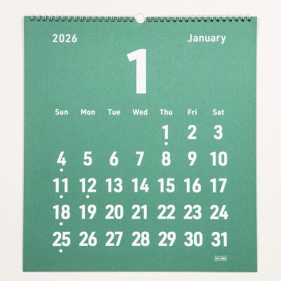 美濃和紙を使ったシルクスクリーン印刷オリジナル壁掛けカレンダー【白×あいいろ】