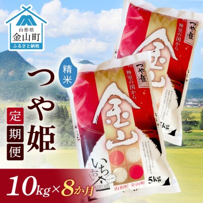 《定期便》金山産米「つや姫【精米】」10kg×8ヶ月 計80kg F4B-0515