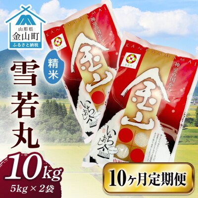 令和6年産 金山産米「雪若丸【精米】」(5kg×2袋)×10ヶ月・定期便 F4B-0557