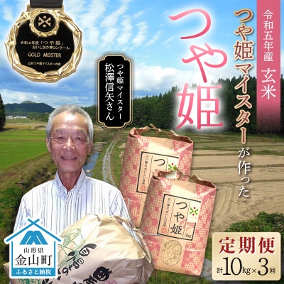 定期3回 令和5年産 【玄米】「つや姫マイスター」が作った「つや姫」(10kg) F4B-0369