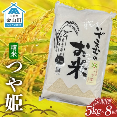 先行受付 令和8年産 金山町産つや姫 定期便 5kg×8回(40kg) ご飯 精米 F4B-0802