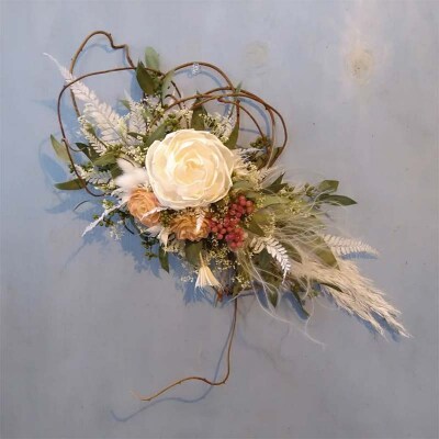 ドライフラワーのお正月しめ縄飾り【ナチュラル素材】〈2Wayタイプ〉注連縄 標縄 F4B-0730