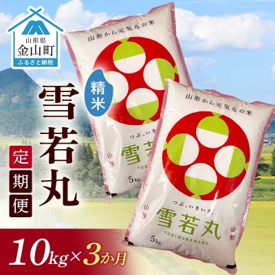 令和7年産《定期便》金山産米 雪若丸 【精米】(5kg×2袋)×3ヶ月 計30kg F4B-0796