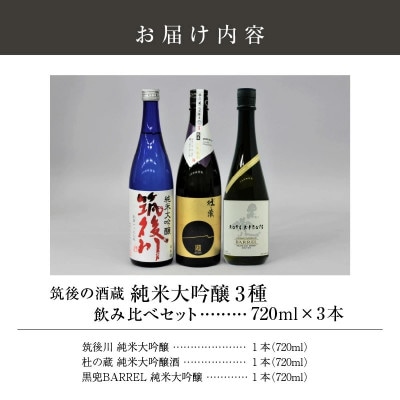筑後の酒蔵　純米大吟醸　飲み比べ3本セット