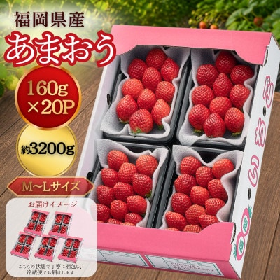 【2026年11月中旬～】うるう農園のあまおう(MLサイズ)約160g×20パック (久留米市)