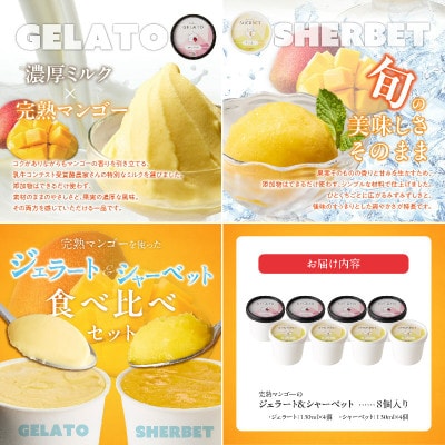 【2026年7月発送開始】完熟マンゴーのジェラート&シャーベット130ml×8個