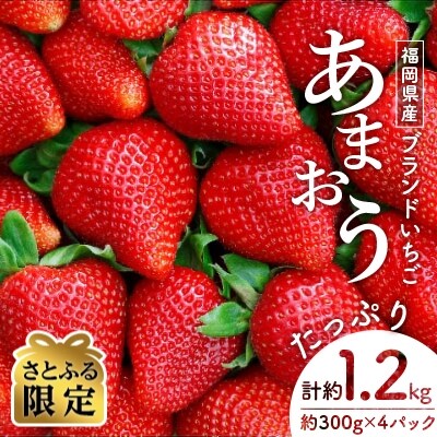 【さとふる限定】あまおう約300g×4パック(約1,200g)
