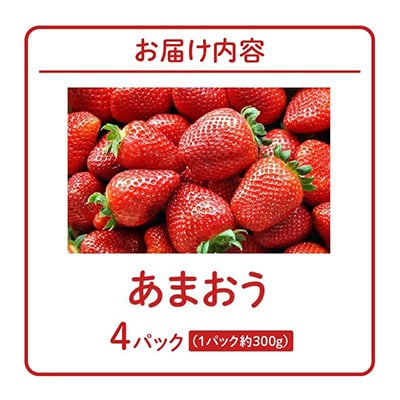 【さとふる限定】2026年3月～発送開始 あまおう約300g×4パック(約1,200g)