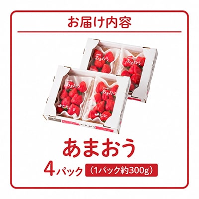 【さとふる限定】2027年2月下旬～発送 あまおう約300g×4パック(約1,200g)