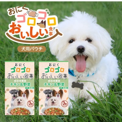 おいしい食事 パウチ チキン&野菜 高齢犬用 70g×3P 32袋セット(久留米市)