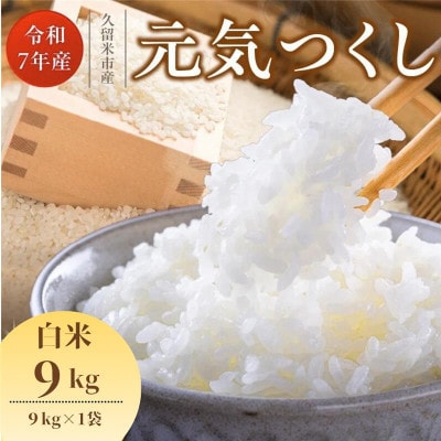 【令和7年産 新米】福岡県産ブランド米 元気つくし(白米) 9kg(久留米市)
