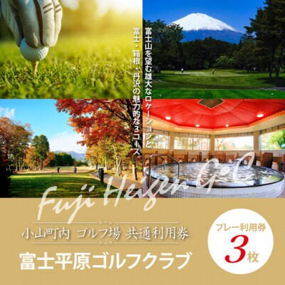 富士平原G・Cプレー利用券　3枚 【小山町内 ゴルフ場 共通利用券】