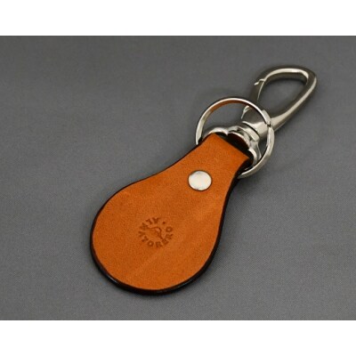 レザーキーホルダー【金太郎と仲良しクマちゃんが富士山に登るよ!】シルバー