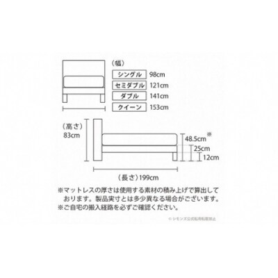 【シモンズ】ベッド セミダブル ミディアム