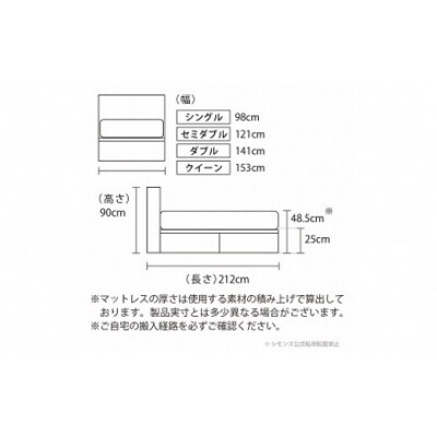 シモンズ/シングルベッドBSボックス2引出付/BSゴールデンバリューAB2111Aダーク色