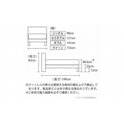シモンズ/ダブルベッドBSフラット2ST/BSゴールデンバリューAB2111Aナチュラル色