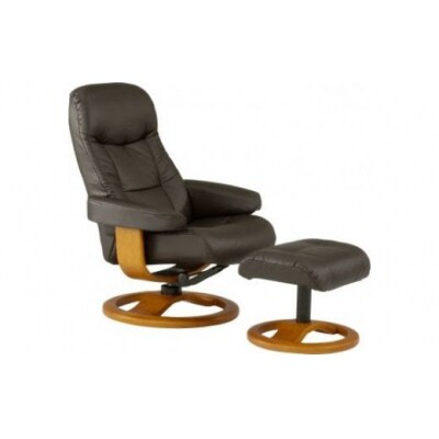 【シモンズ】パーソナルチェア215(皮革/ハバナ・木部/チーク)　