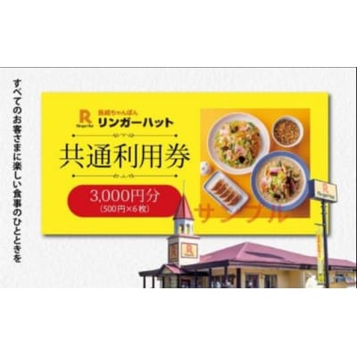 エリア限定 リンガーハット グループ 共通 利用券　3000円(500円×6枚)B54