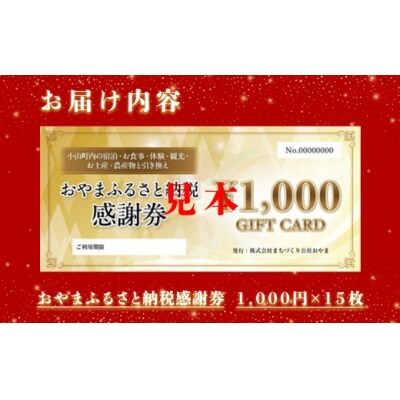 おやま ふるさと納税 感謝券 50,000円分(1,000円券×15枚)J12