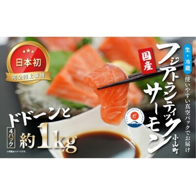 日本初 完全陸上養殖 フジアトランティックサーモン 生 ・冷蔵 4パック 約1kg