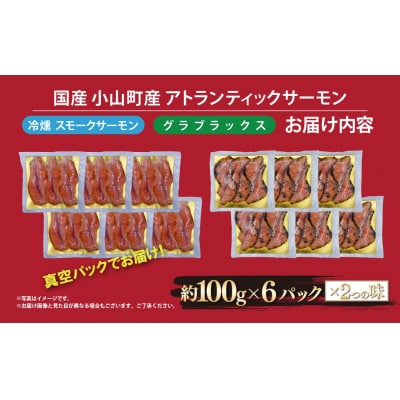 小山町産アトランティックサーモン　スモークサーモン(食べ比べセット100g×6パック×2種類)