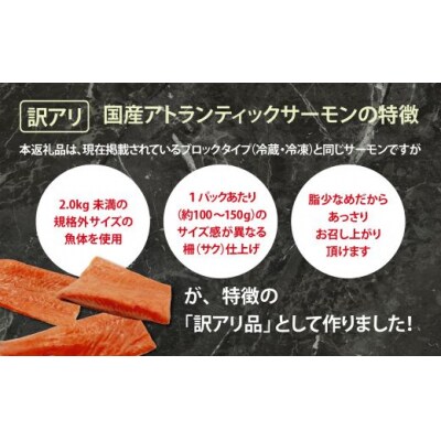 【訳アリ】小山町産 アトランティックサーモン 約2kg(柵)魚体2.0kg未満
