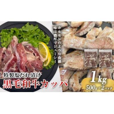 黒毛和牛カッパ(肉ホルモン) 特製塩だれ漬け 500g × 2パック