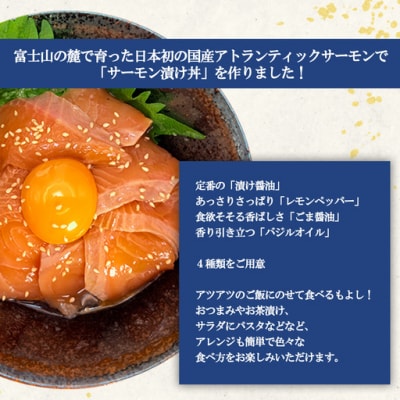 【海鮮丼】小山町産 アトランティックサーモン 漬け 醤油味 漬け 丼 (約125g×4P)