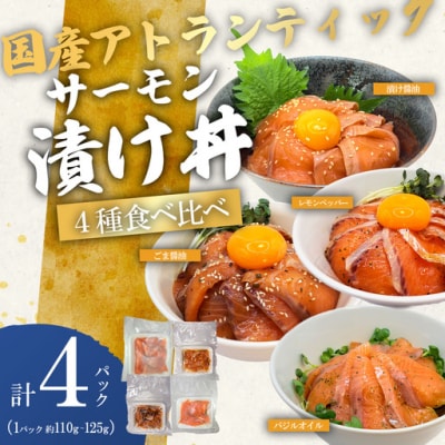 【新登場】小山町産 アトランティックサーモン 漬け 丼 食べ比べセット (4種×各1P)