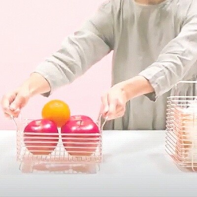 [ハナウタ] おしゃれなステンレス製キッチン用品 キッチンバスケットS シルバー【010P007】
