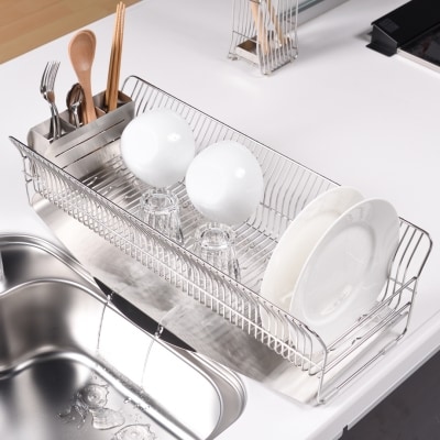[ハナウタ] 水切りラック 縦置き ロング シルバー おしゃれなキッチン用品 【032P002】