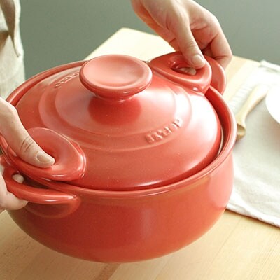 耐熱セラミック土鍋 セラキッチン 両手鍋24cm レッド 調理器具 料理道具【017P025】 | ふるさと納税のお礼品