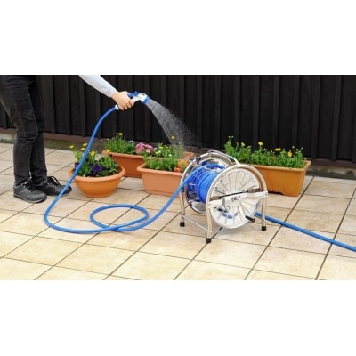 ステンレスホースリール 25m 散水用品 洗浄 洗車 園芸 [グリーンライフ]【028P002】