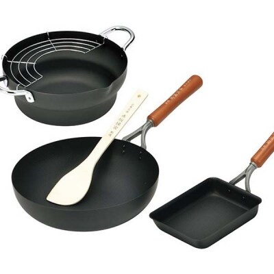 [赤坂璃宮]厳選の調理道具3点セット(フライパン・天ぷら鍋・玉子焼き器) 調理器具【013P012】