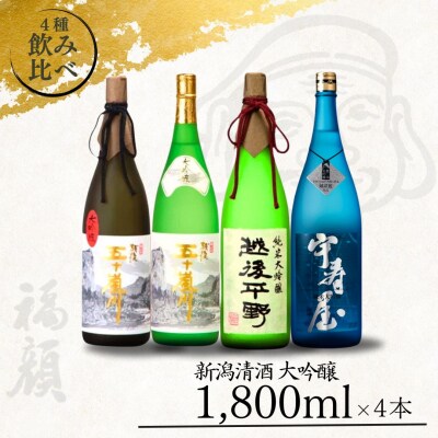 大吟醸(1,800ml)飲み比べ4本セット [福顔酒造]【096P001】