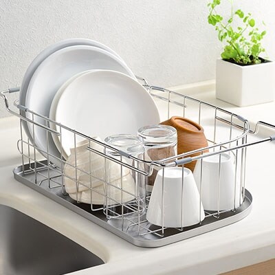 深型水切りカゴ シンク内でも使えるトレー&水切りで調理スペースが広がる[leye]【012P050】