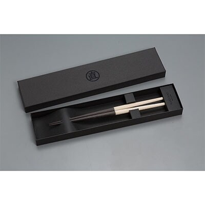 八角箸(はし)日本うさぎ 黒檀 230mm 箸 贈答用 23cm 白 [マルナオ]【028P007】