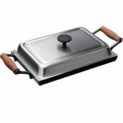 4.5mmの厚みが素材の旨みを引き出す 鉄板大(角蓋付き) [大人の鉄板]【037P006】