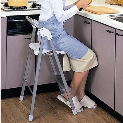 折りたたみ式 ステップアップチェア シルバー アルミ製で軽く持ち運び可 椅子【033P009】
