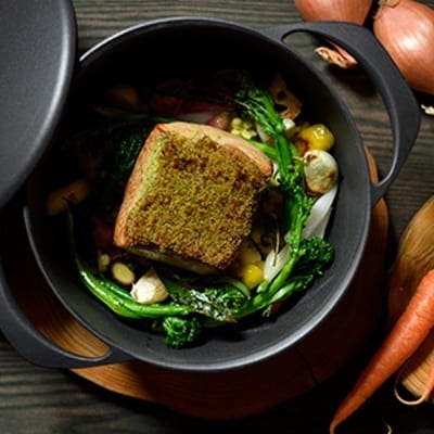 [UNILLOY(ユニロイ)] キャセロール(ホーロー鍋)22cm くろがね【070P007】