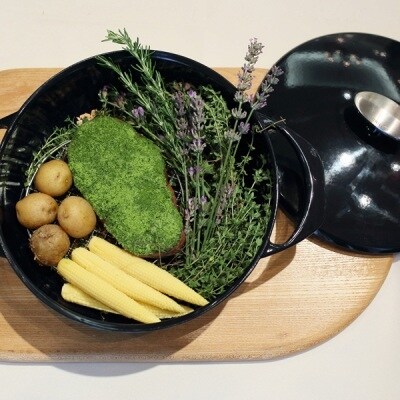 [UNILLOY(ユニロイ)] 浅型キャセロール(ホーロー鍋) 22cm 藍【065P007】