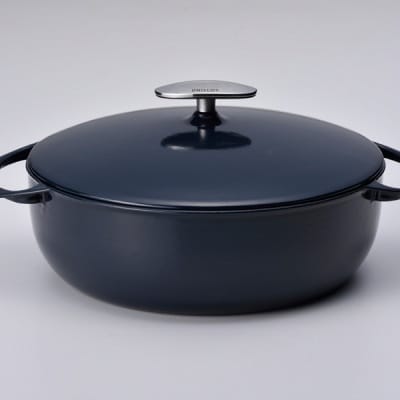 浅型キャセロール(ホーロー鍋) 24cm 藍 [UNILLOY(ユニロイ)] 【075P007】